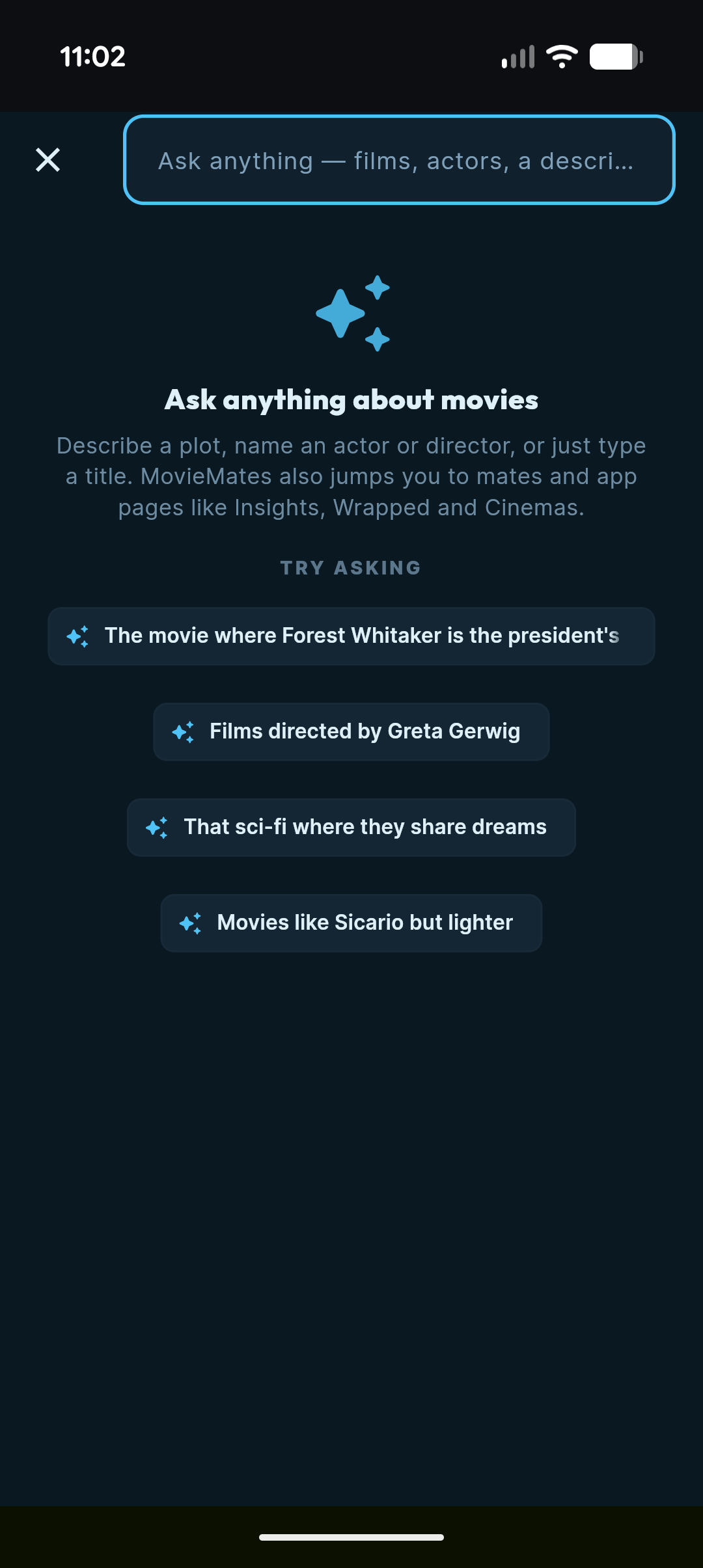 moviemates.social ask-anything search screen